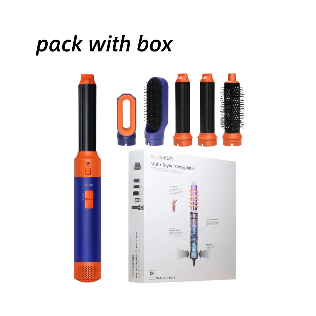 Carvallo-Stylingverktyg GlamAir 5-i-1 Pro | Hårfön, Locktillsats & Stylingborstar | För volym, släthet & vågor | EU-kontakt Carvallo