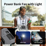 Carvallo StormClip Bärbar Utomhus-Bältesfläkt 2025 | 5-stegs Turbo-Vind | 360° Vridklipp | Powerbank & LED-ljus Carvallo