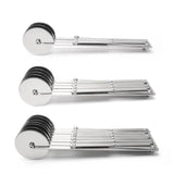 SlicePro™ Rostfritt stål degskärare | Fällbar & Justerbar | 3–7 Hjul | Perfekt portionering för pizza, bakverk & pasta Carvallo
