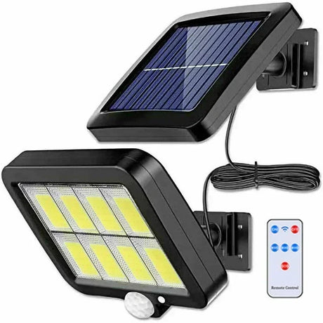 Carvallo Solar | 100 COB LED Solarlampa | IP65 | Rörelsesensor & 3 lägen | Trådlös utomhusbelysning Carvallo