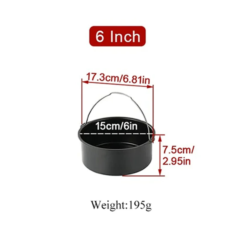 Carvallo Rund Bakform 6/7/8 Tum med Handtag | Non-stick Bakform för Tårtor, Pizza & Airfryer | Stål Bakform med Beläggning | Ugns- & diskmaskinssäker Carvallo