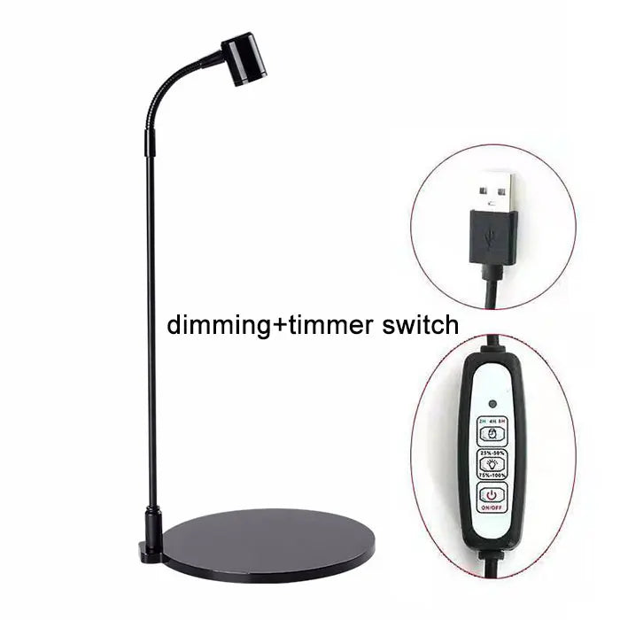 Carvallo USB växtlampa med stativ | Höjdjusterbar & Flexarm | 3W LED | Kallvitt ljus (6000K) | För inomhusväxter Carvallo