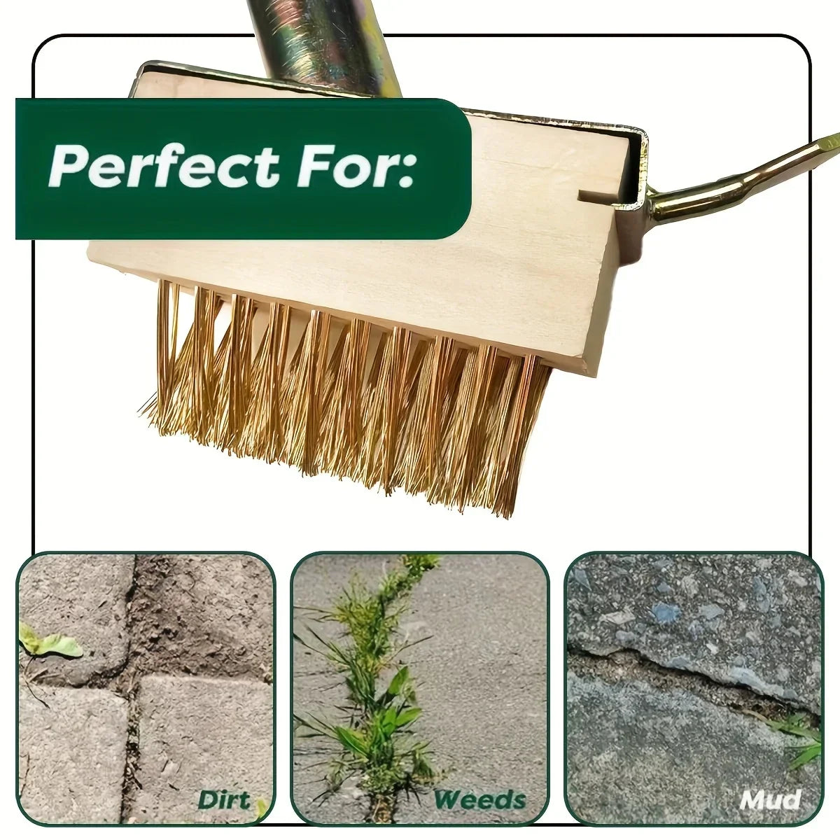 Carvallo Ogräsborste manuell | Justerbar med 120 cm handtag | För fogar, terrasser & gångvägar | Trådborste Carvallo