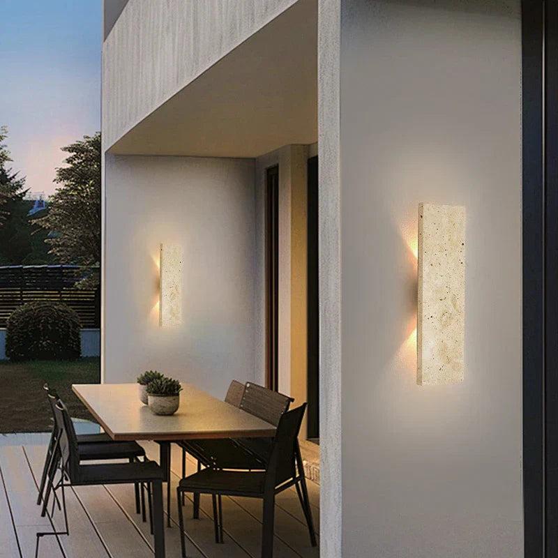 Utomhus vattentät LED-vägglampa med design av natursten – Mångsidig sconce-lampa för inomhus- och utomhusbruk Carvallo