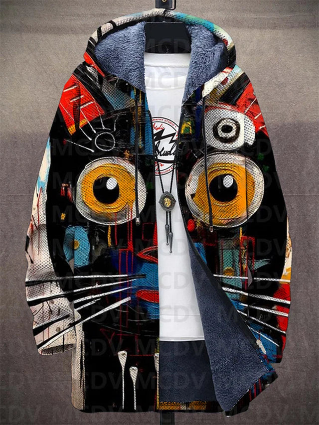 Dam Kappa Mysig Fleece Kattmönster Lös Passform Hemnix