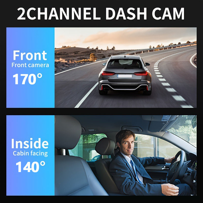 1080P WiFi Dubbelkamera Dash Cam – Främre & Inuti Bilkamera med IR Nattvision & Loopinspelning Carvallo