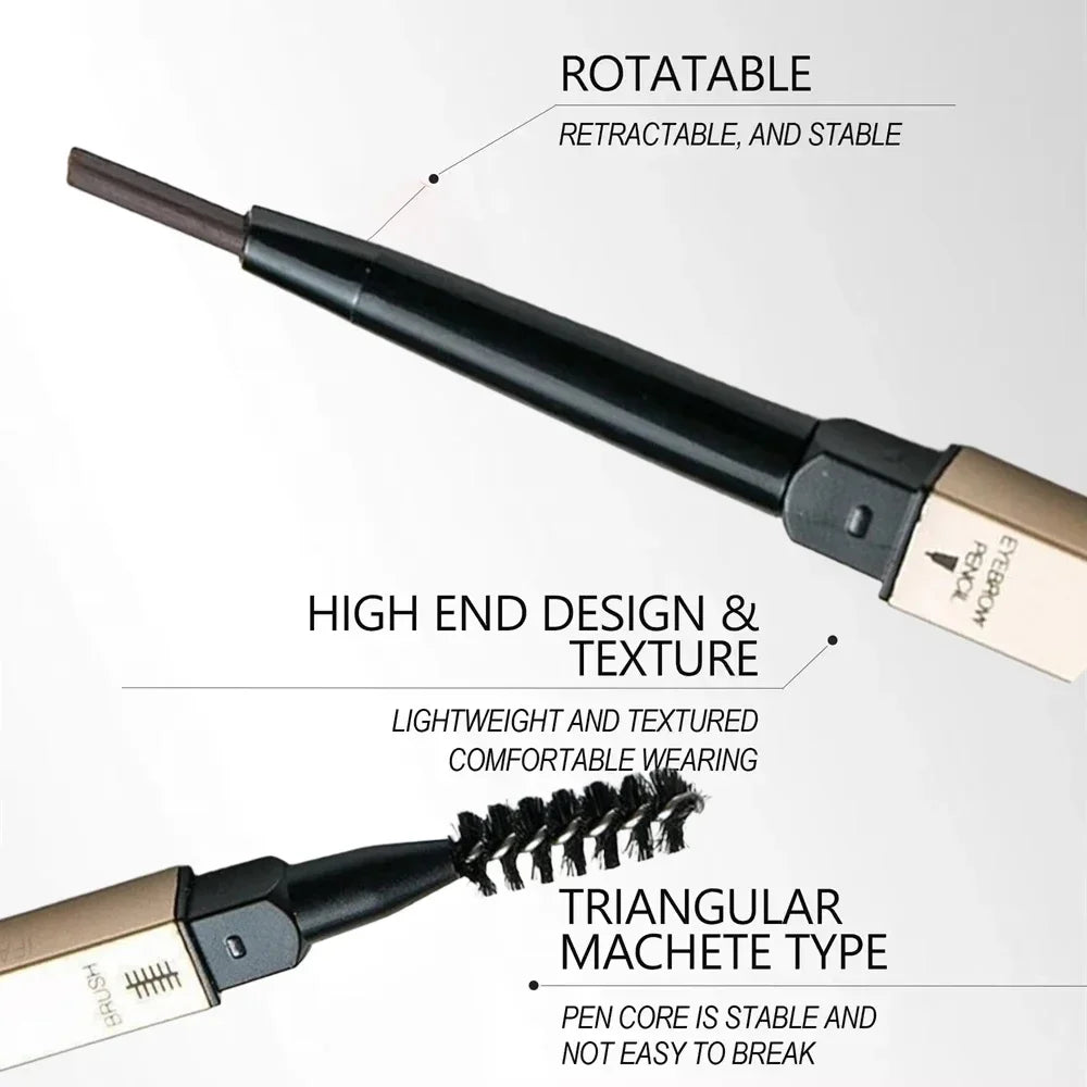 Carvallo BrowCraft DuoShape | 2-i-1 med triangelspets och borste | Vattentät och precis | 15,5 cm Carvallo