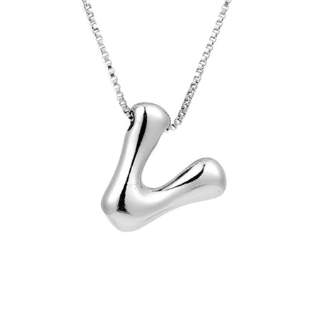 Royelux A-Z Ballong Bubbel Bokstav Hänge Halsband – Silver Chunky Initial Smycken Carvallo
