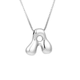 Royelux A-Z Ballong Bubbel Bokstav Hänge Halsband – Silver Chunky Initial Smycken Carvallo