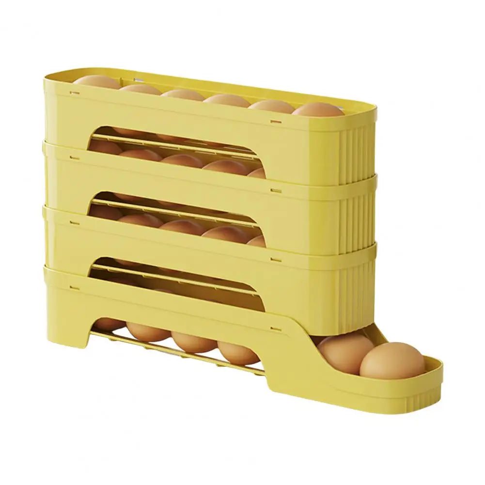 Carvallo RolloMaxx | 4-lagers äggorganisatör | Platsbesparande & Självrullande | Transparent design Carvallo