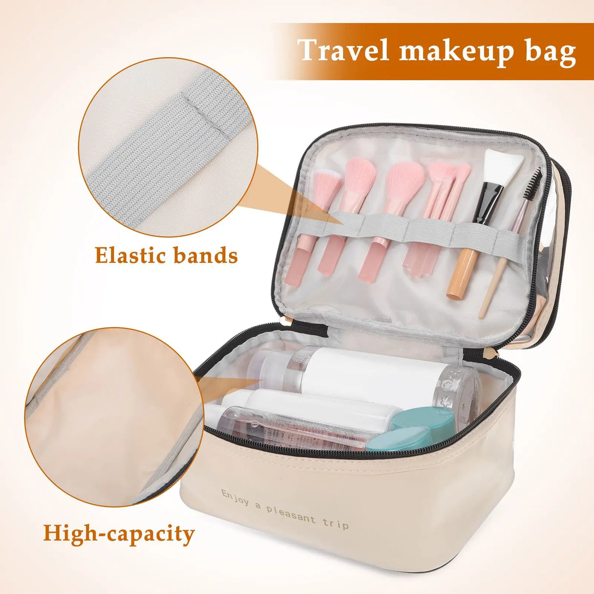 Carvallo TravelCase Kosmetiktasche mit Doppelkammer | 23 × 17 × 16 cm | Vattentålig & Transparent | För resor & skönhetsprodukter Carvallo