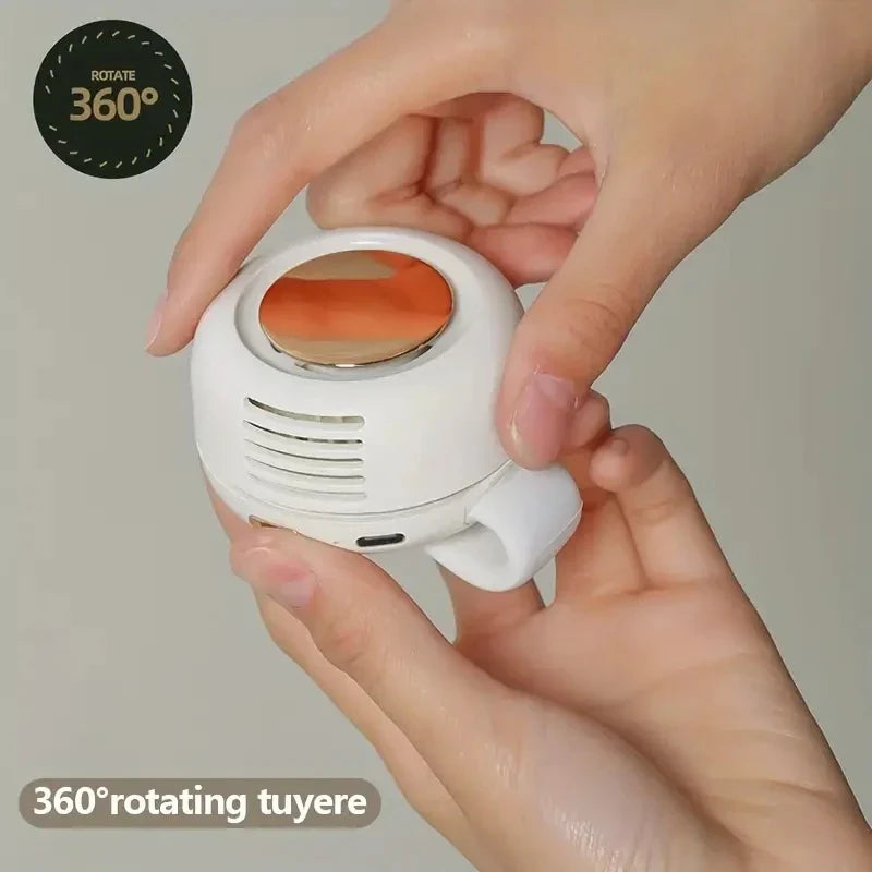 Carvallo Mini-Ventilator utan rotorblad | Tyst & bärbar | Med klämma, 360° vridbar | USB-C uppladdningsbar | För barn, resor & vardag Carvallo