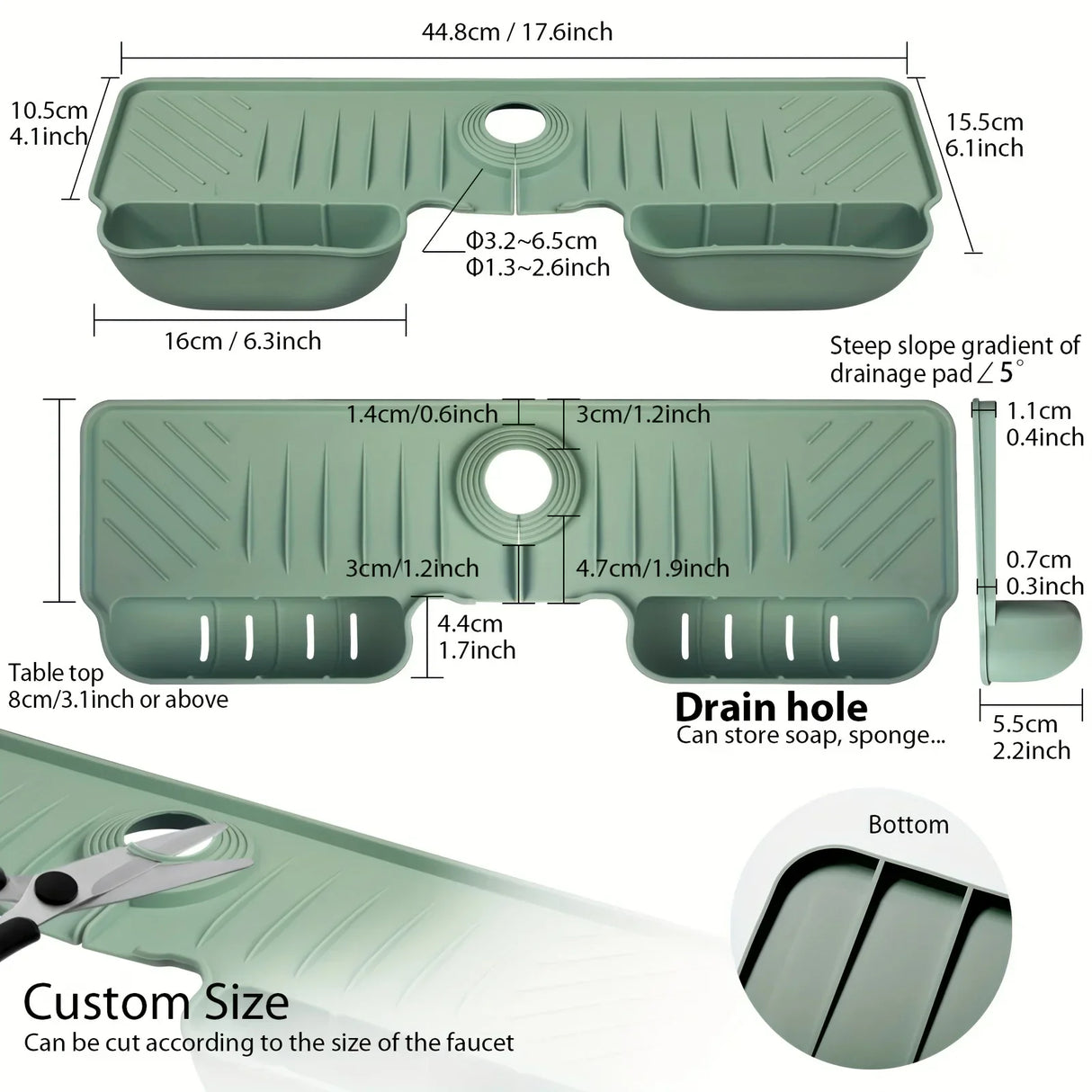 Carvallo Spülmatte | Rutschfast & mögelfri | Värmebeständig silikonavlastningsmatta för diskho & kran | Fällbar & diskmaskinssäker Carvallo