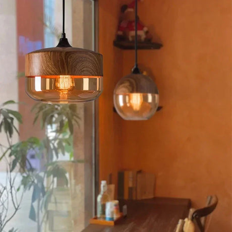 Nordic Wood Glas Pendel Ljuskrona – Modern Hängande Lampa Carvallo