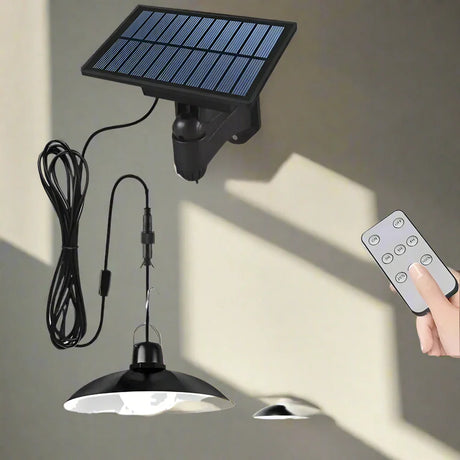 Royelux Solar Pendant Light – Dual-Head LED Kromring med fjärrkontroll Carvallo