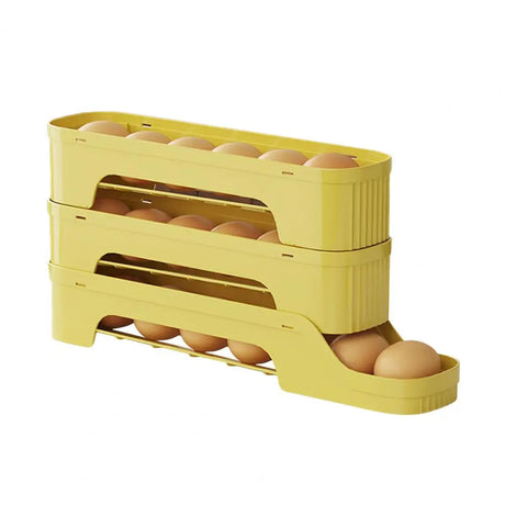 Carvallo RolloMaxx | 4-lagers äggorganisatör | Platsbesparande & Självrullande | Transparent design Carvallo