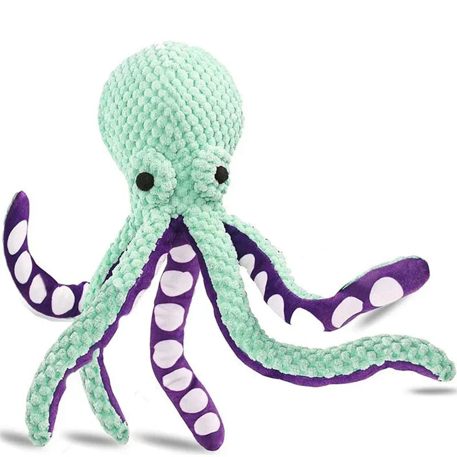 Carvallo Hundeleksak Oktopus | Med Quacksfunktion | Anti-Borings & Tandvård | Mjuk Plysch i Blå Carvallo