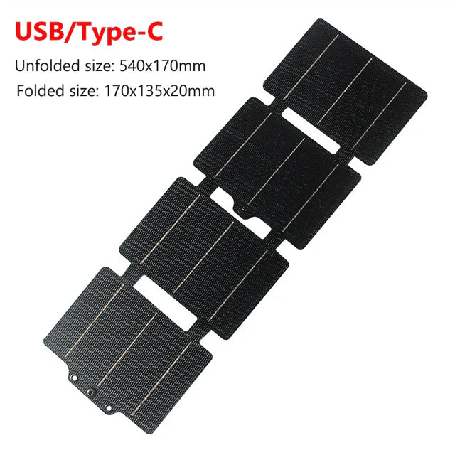 Carvallo Flex Fällbart Solpanel Laddare | 30W / 60W | IPX6 vattentålig | USB & Typ-C Utgångar | För Utomhus, Camping & Nödkraft Carvallo