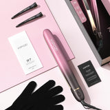 Carvallo 2-i-1 Plattång & Locktång Roséguld | Titanium Flytande Plattor | 100–240V Resespänning | Inkl. Tillbehör & Hett skyddshandske Carvallo