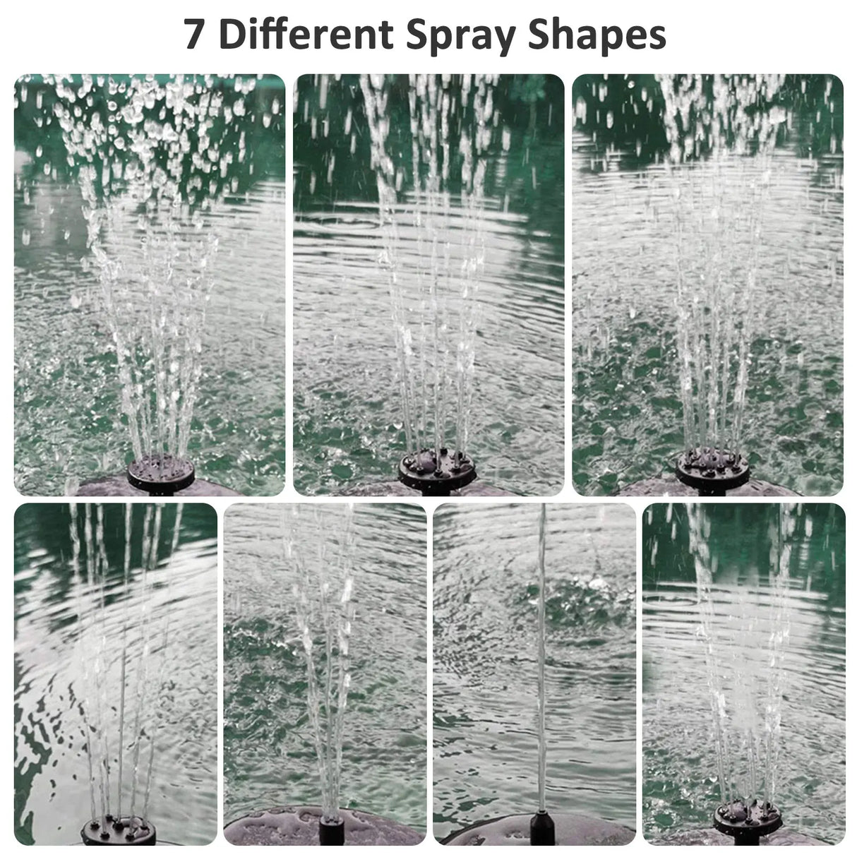 Carvallo Solar Spring | 3W Solbrunn med LED Färgspel | Upp till 60 cm Fontänhöjd | 7 Düsenaufsätze Carvallo