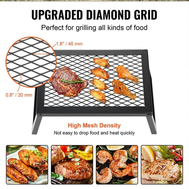 Carvallo Fold Fällbar Grillgaller | Bärbar Rostfritt Stål-Grillställning | För BBQ, Camping & Utomhus | 32 × 21 × 16 cm Carvallo
