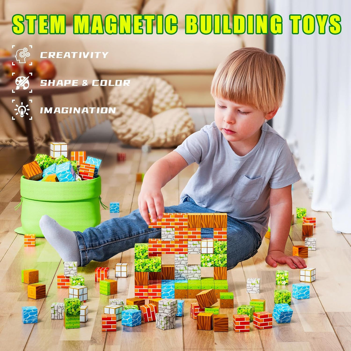 1OOPcs STEM Lärande Magnetiska Byggblock Carvallo
