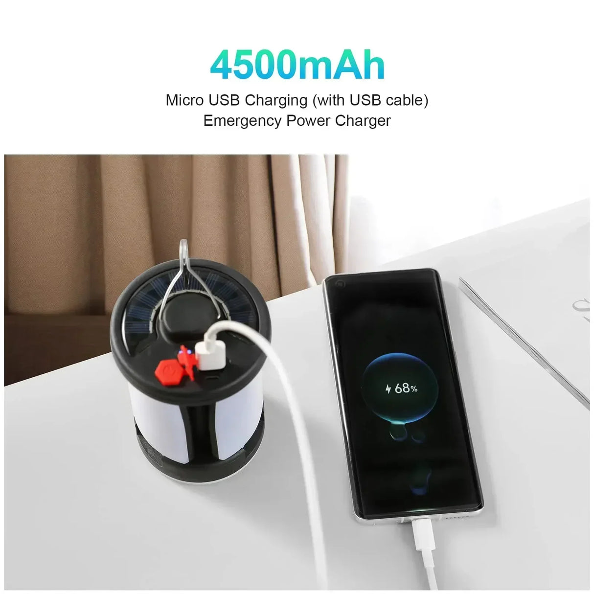 Carvallo Solar Campinglampa | USB & Solenergi Laddning | 6 Ljuslägen | Fällbar & Powerbank – 1000 Lumen Carvallo