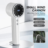 Carvallo AirCool Mini Handfläkt med kylfunktion | 5 hastigheter | LED-display & USB-laddning | Tyst & Bärbar | För resor, kontor & utomhus Carvallo