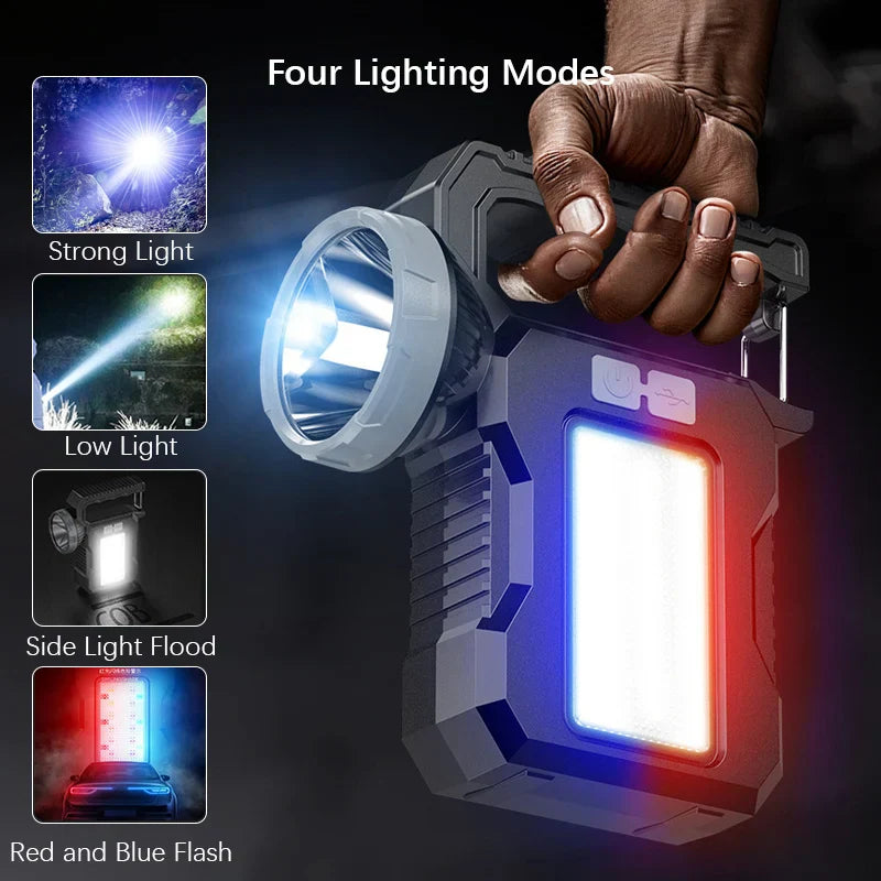 Carvallo Solar Ficklampa | 4 Ljuslägen | Uppladdningsbar med Sol & USB-C | Utomhus & Nödsituation Carvallo