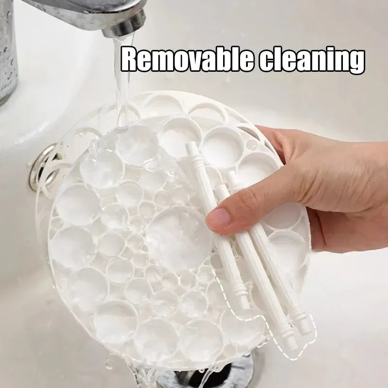 Carvallo Make-up Penselhållare | 360° roterande organizer | För penslar, läppstift & kosmetik | Vit | 10 × 10 × 14 cm Carvallo