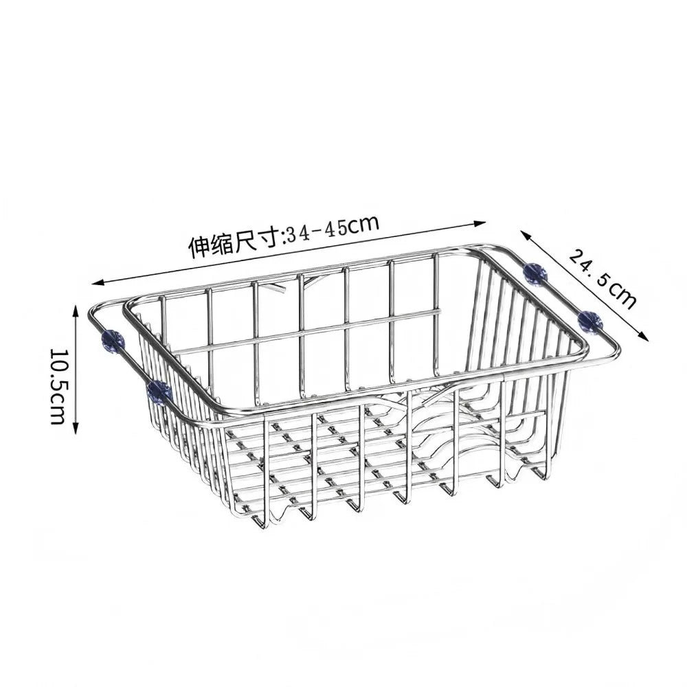 Carvallo Flexinox | Utdragbar & Rutsksäker | Rostfritt stål diskställ för diskho & bänkskiva Carvallo