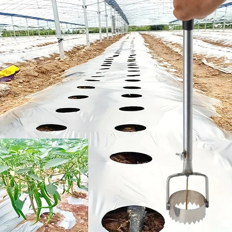 Carvallo Pro Folienhålare för växthus och trädgård | Ergonomisk och rostfri | Med avfallsfilm-krok | Rostfritt stål Carvallo