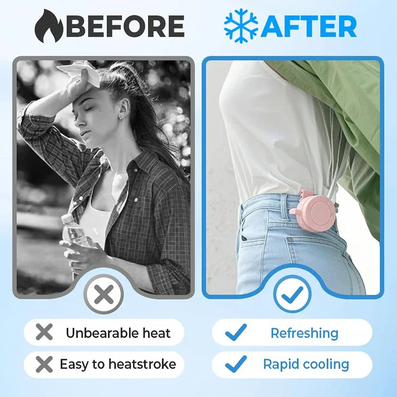 Carvallo Mini Fläkt | USB-Uppladdningsbar & Låg ljudnivå | Utan rotorblad | För att klämma fast på skjorta, bälte eller hals Carvallo