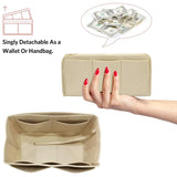 Carvallo Organizer Inlay | Filzinsats med dragkedja | 15 fack & nyckelband | För handväskor & shoppare Carvallo