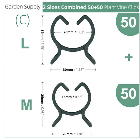 Carvallo Max | 100-pack växtklipp i 2 storlekar | För tomater, klätterrosor & grönsaker | UV-beständiga Carvallo