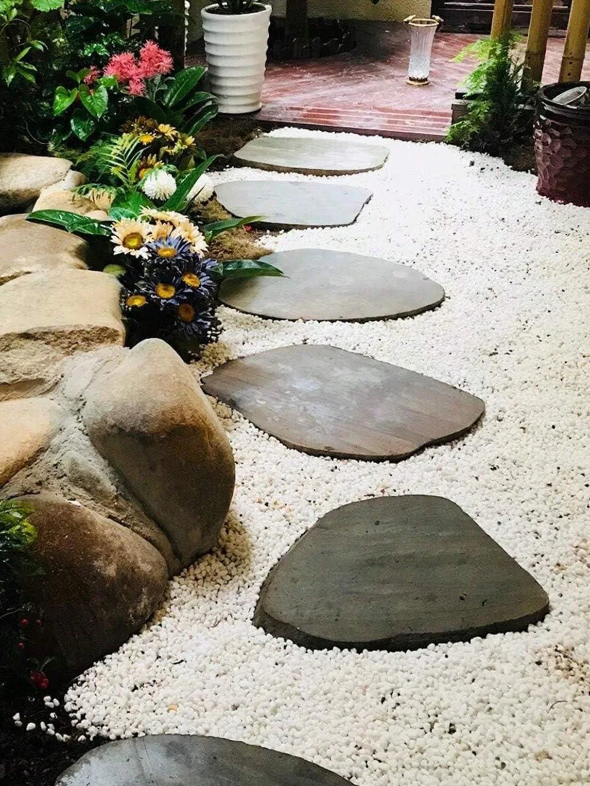 Carvallo Dekosteine Vit Mini | Dekorativ sten för Vaser, Bonsai & Sukkulenter | För Inomhus & Utomhus | Natursten Carvallo