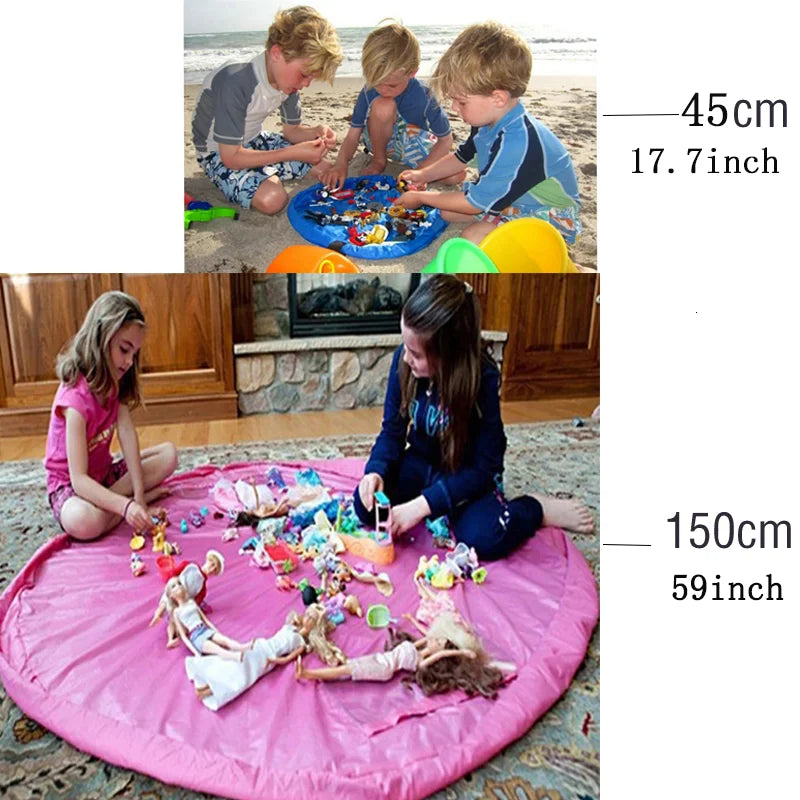 Carvallo leksaksförvaringsmatta för barn | 2-i-1 lekteppe & förvaringsväska | Robust Oxford-material | Ø 150 cm Carvallo