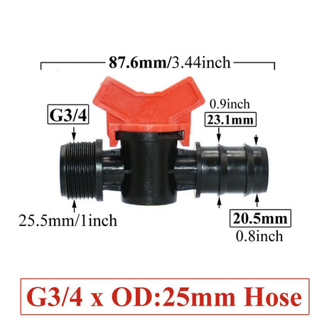 Carvallo FlowTura ConnectPro | Mini-kula ventil med slanganslutning och gänga | För trädgård, PE-slang och droppbevattning Carvallo