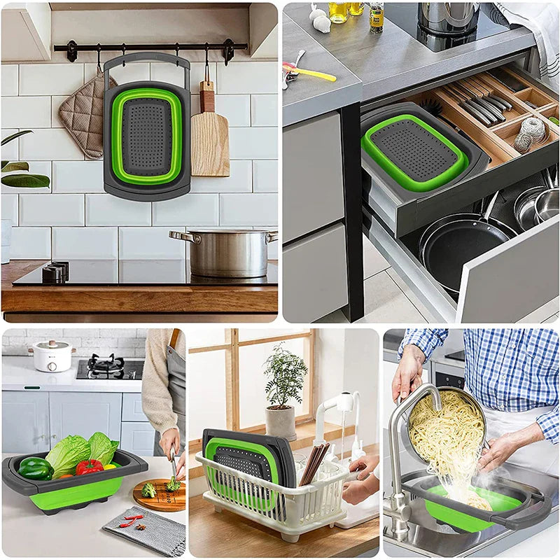 Carvallo Kökssil FlexiDrain ProLine | Utdragbar silikon-sil för diskho & arbetsyta | För frukt, grönsaker & pasta Carvallo