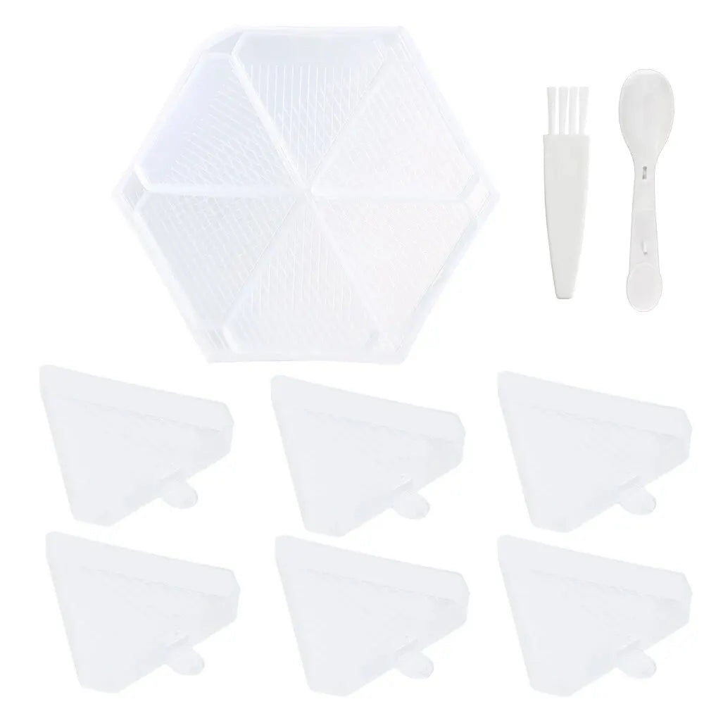 Carvallo 6-Fack Palettset | Sexkantig Diamond Painting-skål | Organizer för stenar & pärlor | Inklusive sked & borste Carvallo