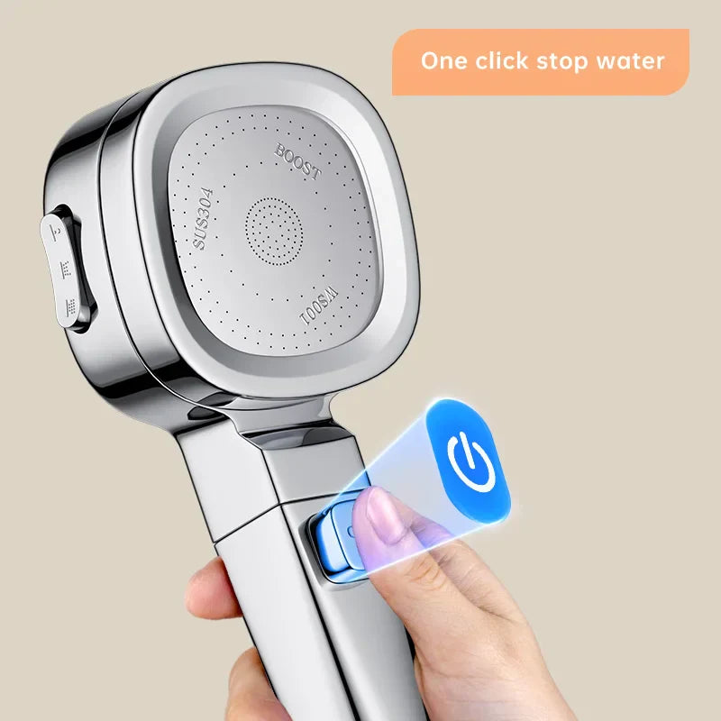 Carvallo AquaJet Flow | 3 stråltyper | Vattensparande & tryckförstärkande | Handdusch i silver Carvallo