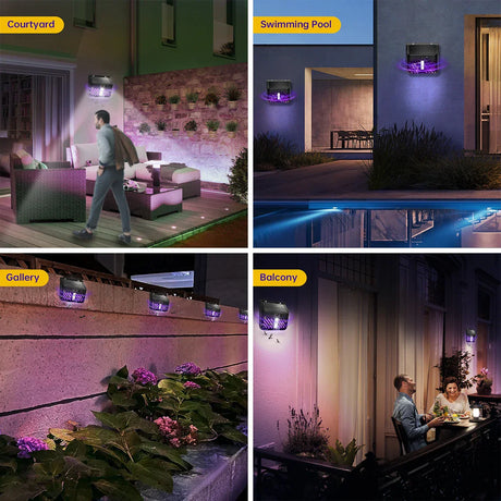 Carvallo | Solar-Insektutrotare med LED-ljus | UV-myggholk för trädgård och terrass | 2 driftslägen | Vattentät Carvallo