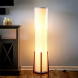 Japanskinspirerad Wabi-Sabi Golvlampa i Papper & Trä – Skulptural Belysning i Naturlig Stil Hemnix
