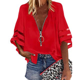 Kvinnors Chiffongblus-Clothes for women-Hemnix-Röd-S-Hemnix