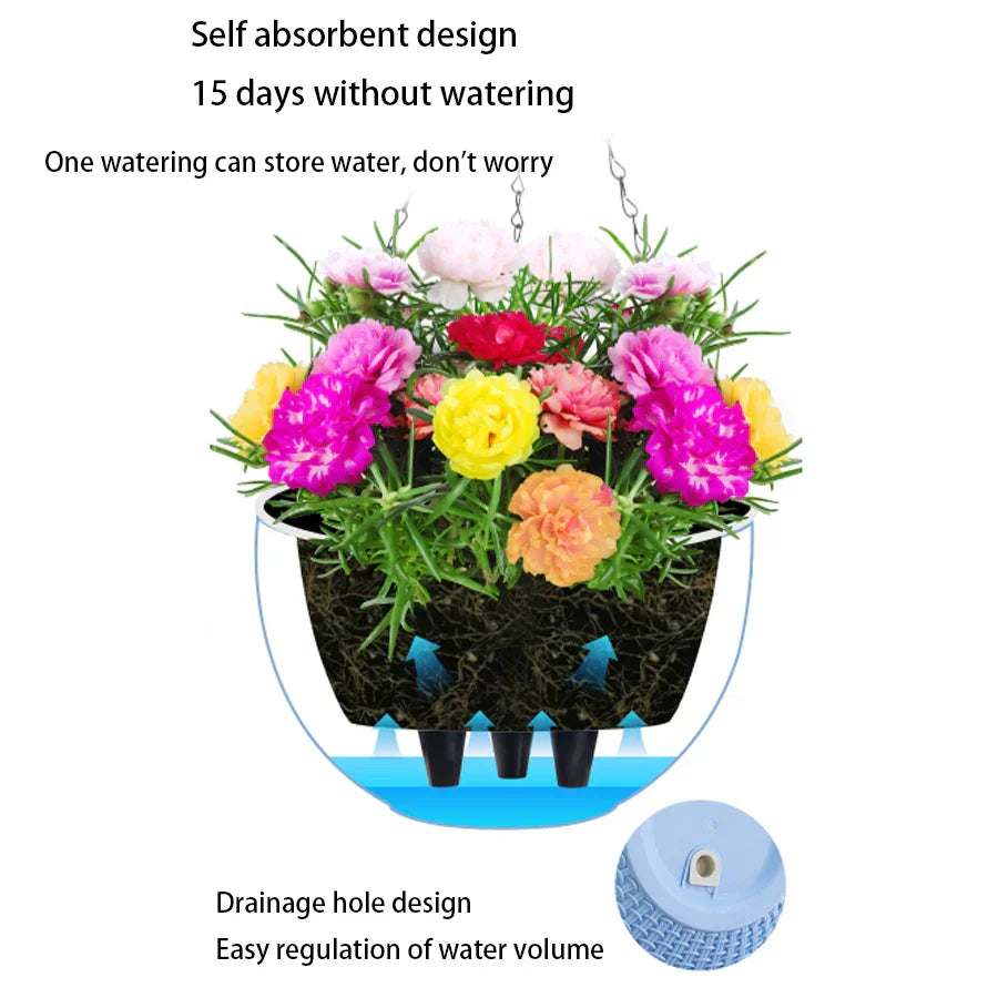 Carvallo Bloom Hängande kruka | Europeisk stil | Skalmönster & Rattanutseende | För trädgård, balkong & inomhus Carvallo