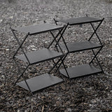 Carvallo Fällbart Campingställ | 3 Nivåer | Bärbart & Stabilt | Utomhus Förvaringshylla för Picknick, BBQ & Camping Carvallo