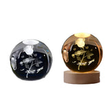 LumiCrystal - 3D LED Nattljus med Stjärnprojektor och Träbas Carvallo