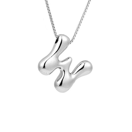Royelux A-Z Ballong Bubbel Bokstav Hänge Halsband – Silver Chunky Initial Smycken Carvallo