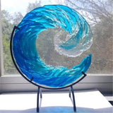 OceanFlow - Konstnärlig glaskulptur av Majestic Ocean Wave Carvallo