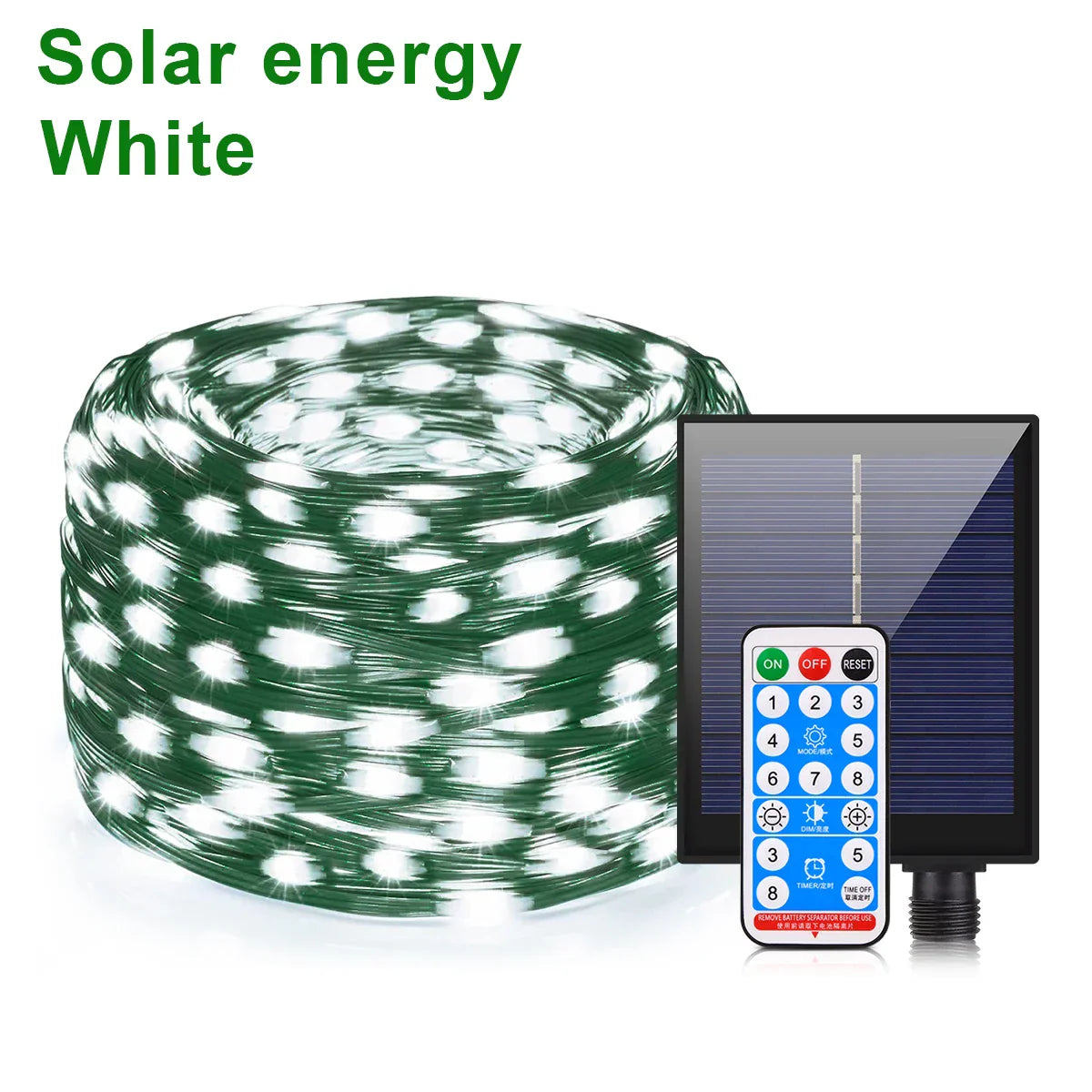 Carvallo Lichterkette 100M LumiSol ProLine | 8 Lägen | IP65 Vattentät | Extra ljusa LEDs | Fjärrkontroll & Snabbladdning | För Trädgård, Bröllop & Jul Carvallo